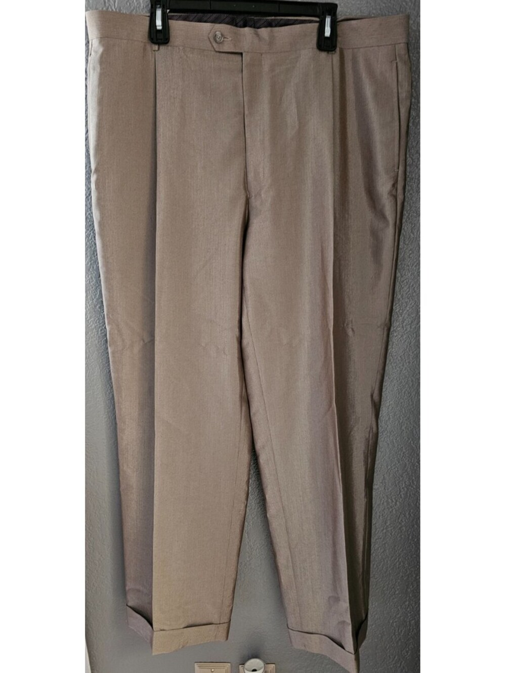 Men's Sean John Fine Tailoring Dressy Pants Size 38X34 Light Brown Folded Hem